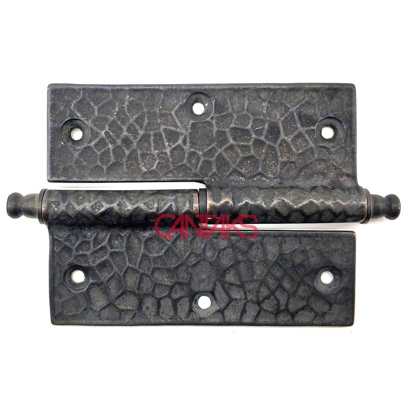 Okka Menteşe 10 cm - Pirinç, Antika, Vintage, Rustik Stil Desenli Kapı Menteşesi 100x73 mm