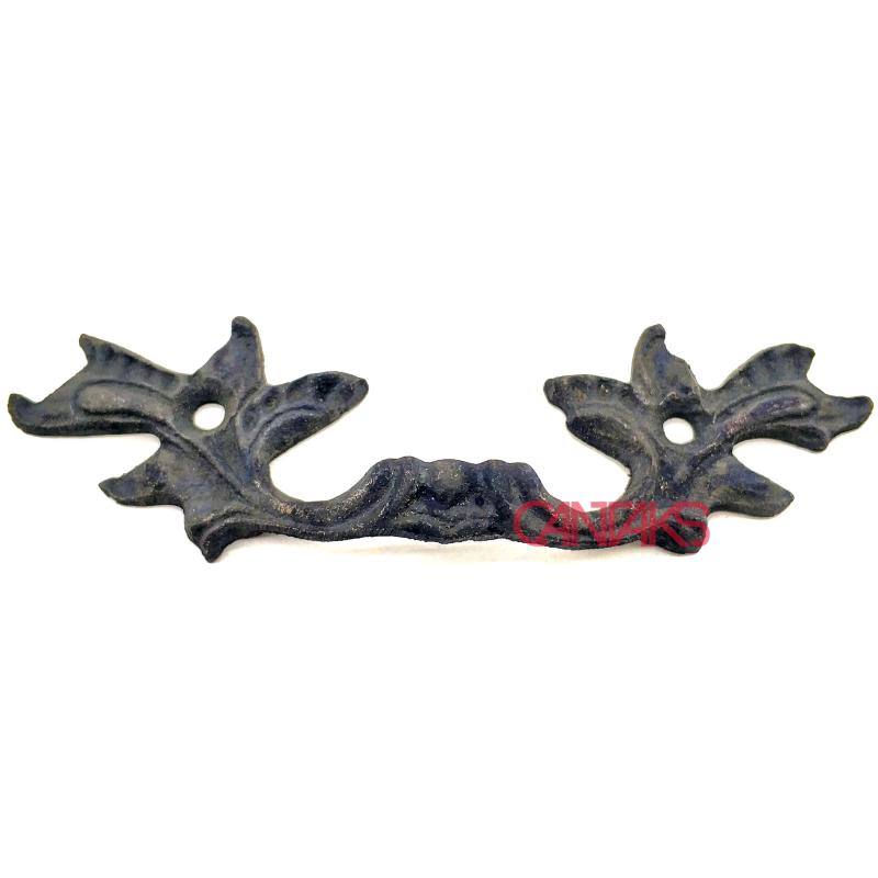 Çiçek Sarmaşık Figürlü Orta Kulp - Pirinç, Antik, Süslü, Barok Stil Dolap Kapak, Sandık, Kutu, Vitrin, Çekmece Kulp