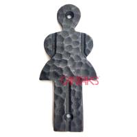 Kadın / Bayan WC Figür Tabelası, 95x40 mm - Pirinç, Vintage, Retro Stil Tasarım Dekoratif  Duvar, Kapı Tuvalet Yönlendirme Tabela