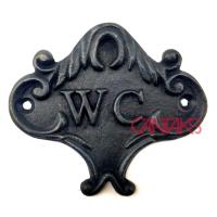 WC Tabela, 95x85 mm - Pirinç, Vintage, Dekoratif, Barok, Süslü Stil Tasarım Tuvalet Yönlendirme Süs Dekoru